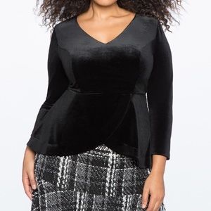 Eloquii Tops - eloquii peplum black velvet top 16 Eloquii Tops - eloquii peplum black velvet top 16